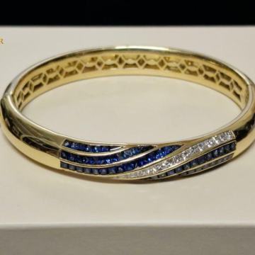 ZLATNA NARUKVICA S DIJAMANTIMA I SAFIRIMA / R1, RATE !