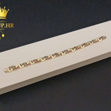 ZLATNA NARUKVICA SA DRAGIM KAMENJEM .585 (14K), 21,36G, R1, RATE