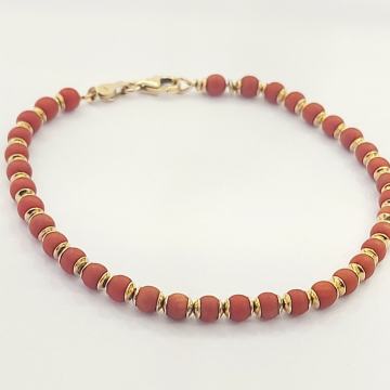 ZLATNA NARUKVICA SA KORALJIMA 14K 6,82G ***DO 24 RATE*** R1!