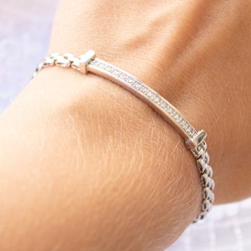 ZLATNA NARUKVICA LUX S CIRKONIMA 14K (585) 9,38g NOVO • GOLD SHOP •