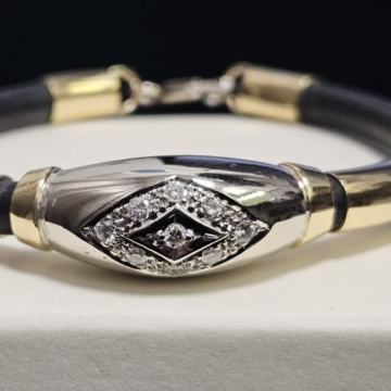 ZLATNA NARUKVICA ZLATO-KAUČUK S DIJAMANTIMA 20,45G 18K / R1, RATE !