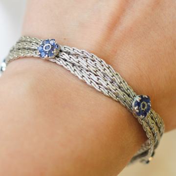 ZLATNA UNIKATNA NARUKVICA, SAFIRI 18K (750) 32,21g NOVO • GOLD SHOP •