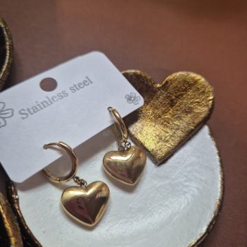 18k pozlata, naušnice srce nehrđajući čelik