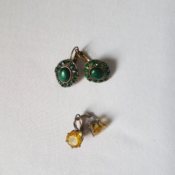 Srebrne viseće naušnice sa žutim kamenom