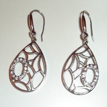 Srebrne naušnice, cirkoni, 925 srebro