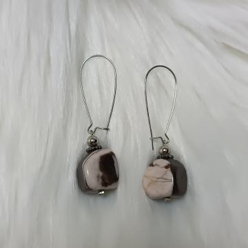 smeđe/bijele naušnice "Bronhi", 15mm, nekorištene