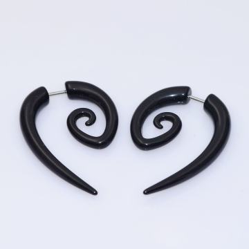 Crne tribal naušnice - spiralne
