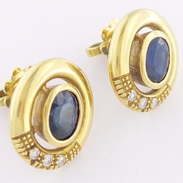 DIJAMANTNE NAUŠNICE SA SAFIRIMA ZLATO 18K (750) 6,18g NOVO • GOLD SHOP