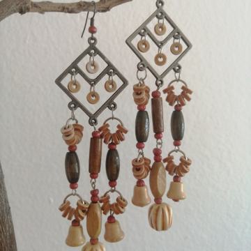 Etno drvene naušnice ručni rad