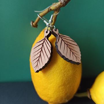 Drvene viseće naušnice - listići
