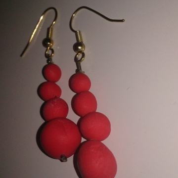 Fimo crvene kuglice, naušnice, novo