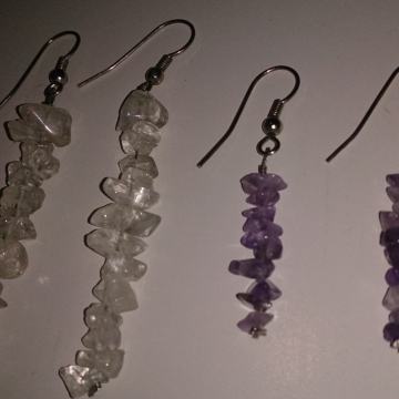 Gorski kristal i ametist,  naušnice
