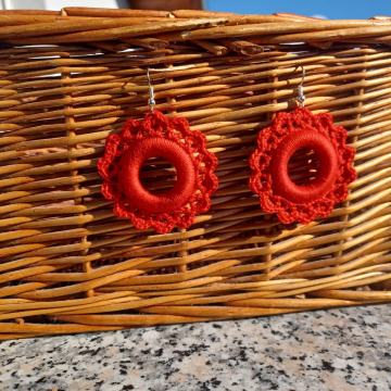Heklane naušnice - model čipka
