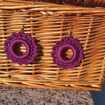 Heklane naušnice - model čipka