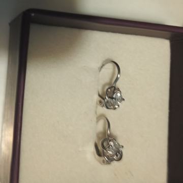 naušnice i prsten, bijelo zlato 14 k sa briljantima