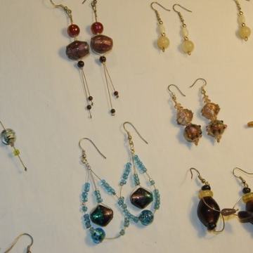 nakit  ,lot ,  naušnice od pravog Murana i polu  dragi kamen