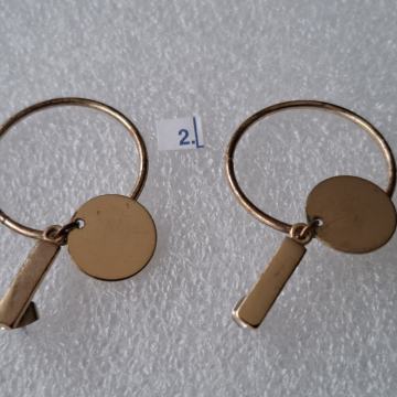 NAUŠNICE-2. Zlatne boje obruči i ploćica. 30-15 mm. Mob