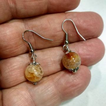 NAUŠNICE - Ahat + metal - ⚡No.01⚡
fi10mm beautiful orange dragon vene