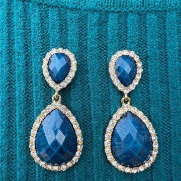 Naušnice Amrita Singh Jewelry «Shelter Island» Plave viseće naušnice