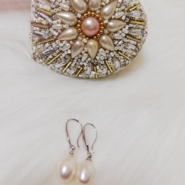 naušnice bijeli biser 12mm, kopča srebro 925 - nekorišteno, novo