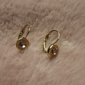 NAUŠNICE BOJA ZLATA S ROZA KAMENOM