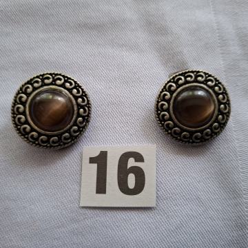 NAUŠNICE. Br-16. Metal-srebrne boje sa prozirnim okom. Mob