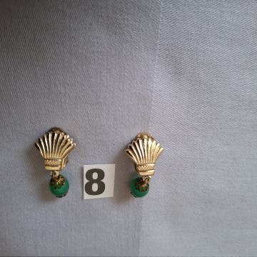 NAUŠNICE. Br-8. Lepeza sa zelenom suzom. Mob