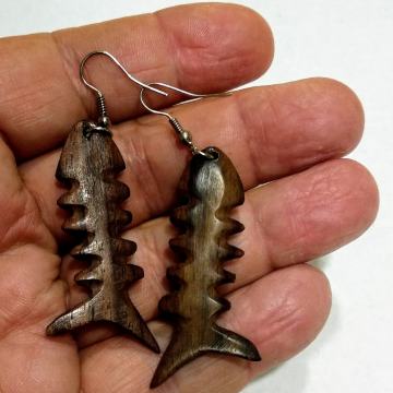 NAUŠNICE  drvo s Balia -  Hande Made - fishboon -⚡No.10- braun⚡