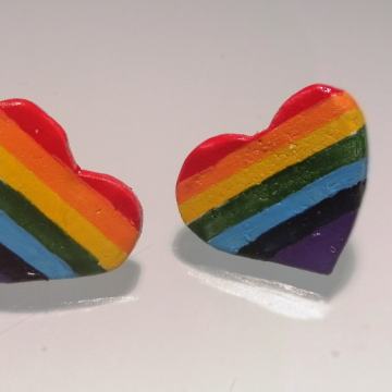 Unikat naušnice srca u duginim bojama