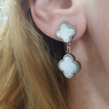 Naušnice kirurški čelik djetelina bijele