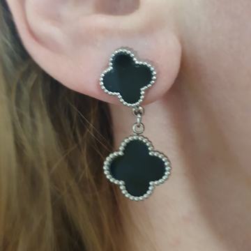 Naušnice kirurški čelik djetelina crne