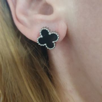 Naušnice kirurški čelik djetelina crne