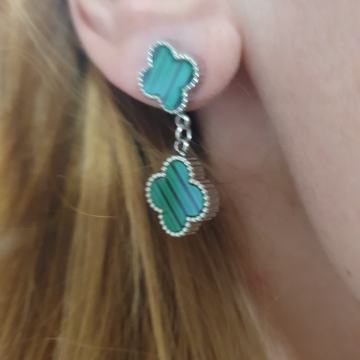 Naušnice kirurški čelik djetelina zelene