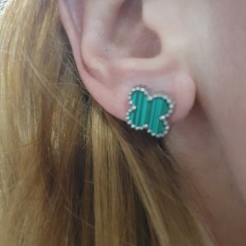 Naušnice kirurški čelik djetelina zelene