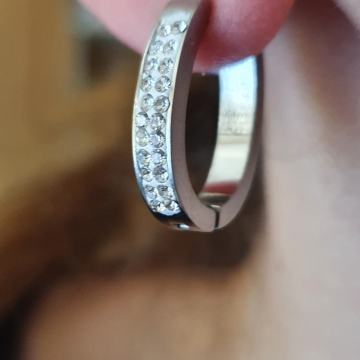 Naušnice kirurški čelik ovalne sa cirkonima