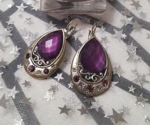 NAUŠNICE S LILA - LJUBIČASTIM DETALJIMA