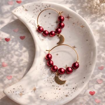 Naušnice Lunar Heart Ruby by Lunea jewellery