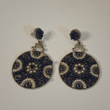 NAUŠNICE PLAVO SREBRNA BOJA  - N O V O