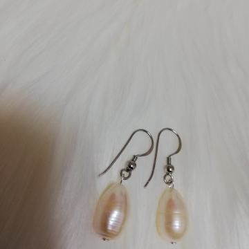 naušnice srebro i rječni biser - (novo)