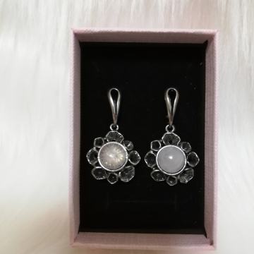 vintage naušnice s poludragim kamenom (Rozenkvarc)