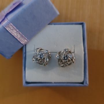 Naušnice na šaraf, 925, sa prozirnim kamenom