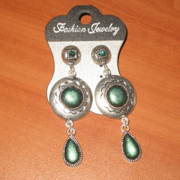 NAUŠNICE SREBRNO - ZELENE -  N O V O