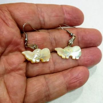 NAUŠNICE - slonič sedef školjka -⚡No.2⚡