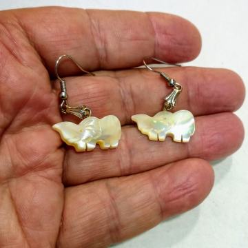 NAUŠNICE  slonič sedef školjka -⚡No.23S⚡