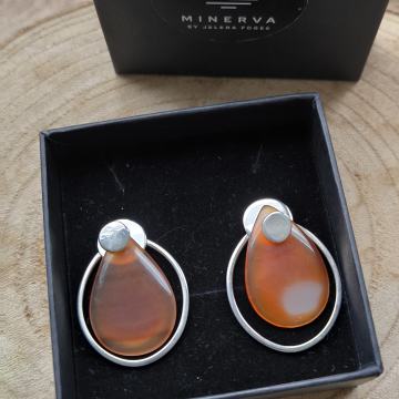 Naušnice srebrene sa AHATOM - NOVE