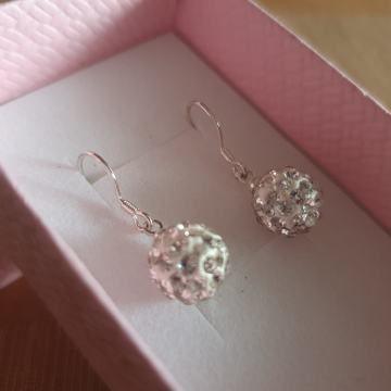 Srebrne naušnice, žig 925, viseće, shamballa