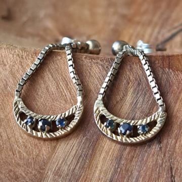 NAUŠNICE SREBRO 800 sa SAFIRIMA