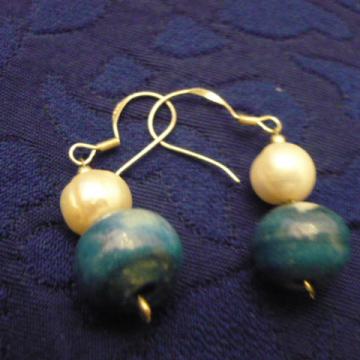 NAUŠNICE TIRKIZ + SREBRO 925 SA BISERIMA