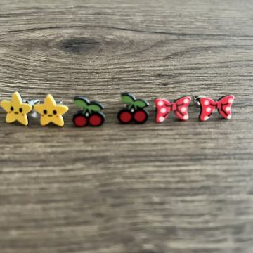 Naušnice trešnja / zvijezda / mašna