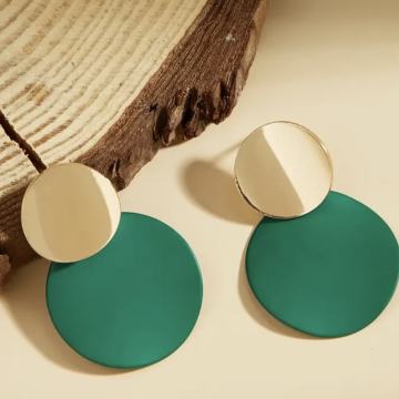 NAUŠNICE ZLATNO - ZELENA KOMBINACIJA  -  NOVO